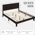 Yaheetech Queen Size Platform Wood Bed Frame, Farmhouse Headboard, Espresso