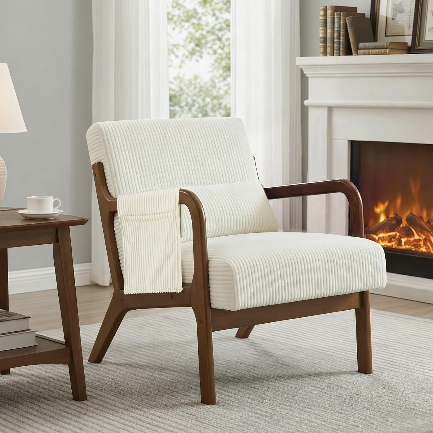 DUMOS Mid Century Modern Accent Chair, 17'' Seat Height with Side Pocket
