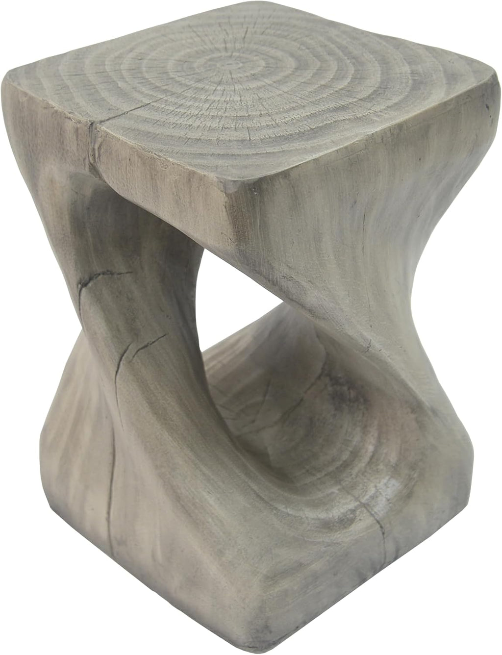 MGO Twist Shape Side Table for Indoor Outdoor, 16 Inch Modern Spiral End Table with Wood-Like Texture, Accent Table for Living Room Patio, No Assembly Required (Grey)