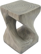 MGO Twist Shape Side Table for Indoor Outdoor, 16 Inch Modern Spiral End Table with Wood-Like Texture, Accent Table for Living Room Patio, No Assembly Required (Grey)