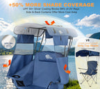 Bolosy Oversized Camping Chair with Canopy Beach Chair with Sun Shade | Folding Lawn Chair with Shade, Portable Canopy Chair for Camping, Beach, Picnics, Fishing, Sports, Support 400lbs, Blue
