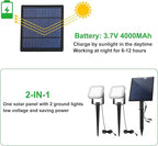 Solar Spot Lights Outdoor, 20 LED IP65 Waterproof Landscape Lighting, Dusk-to-Dawn 6000K Cold White Spotlights for Yard Garden Driveway Porch Walkway, 2-in-1