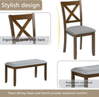 Harper & Bright Designs 6-Piece Dining Table Set with 4 Chairs and Bench, Modern Wood Kitchen Table Set for Dining Room, Breakfast Nook or Small Spaces, Walnut