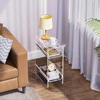 Clear Acrylic Side Table, Narrow Nightstand Bedside Table for Bedroom, Skinny Small End Table (Clear Wide, 11.8'' x 15.7'' x 21.7")