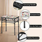 YihuiKo Small Camping Table, Vintage French Flowers Pattern Folding Table | Adjustable Height, Lightweight Portable Folding Table for Patio Living Room Travel Picnic, Carry Handle, Storage Net