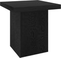 Henn&Hart 22" Fluted Modern Wooden Square End Table, Ribbed Side Table, Nightstand for Living Room, Office, Family Room, or Bedroom, Natural Black
