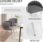 Velvet Dining Chairs Set of 6, Upholstered Dining Room Chairs with Metal Legs, Sillas de Comedor Modernas 6, Modern Kitchen Chairs for Dining Room, Living Room, Kitchen, Bedroom, Grey