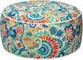 Magpie Fabrics Inflatable Stool Ottoman Pouf D20 xH9, Outdoor Round Footrest Footstool, Portable for Patio Garden Travel Camping - Paisley Multi