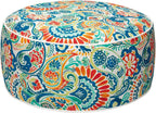 Magpie Fabrics Inflatable Stool Ottoman Pouf D20 xH9, Outdoor Round Footrest Footstool, Portable for Patio Garden Travel Camping - Paisley Multi