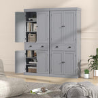 Tangkula 72" H Kitchen Pantry Cupboard Cabinet, Traditional Freestanding Large Tall Storage Cabinet with 2 Cabinets and Drawer, Adjustable Shelves, for Living Room Kitchen, 30 x 16 x 72 Inch