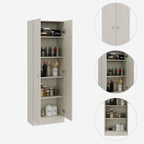 Multistorage Pantry Cabinet,Five Shelves,Double Door Cabinet for Kitchen,Laundry,Living Room,Bedroom-Pearl