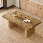 Wooden Dining Table for 6-10 People, 79-Inch Farmhouse Dining Room Table with 3.5" Thick Top and Heavy Duty Legs, Rectangular Kitchen Table for Dining Room, Easy Assembly,Brown