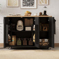 Isla para Cocina with Drop Leaf Height-Adjustable Shelves, Island for Kitchen with Wheels Towel Rack， for Kitchen, Dining Room, Black