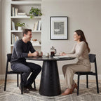 Black Round Dining Table for 4-6, Modern Wood Kitchen Table, 45" Circle Dining Table with Pedestal for Kitchen,Living Room,Apartment,Restaurant,Small Spaces