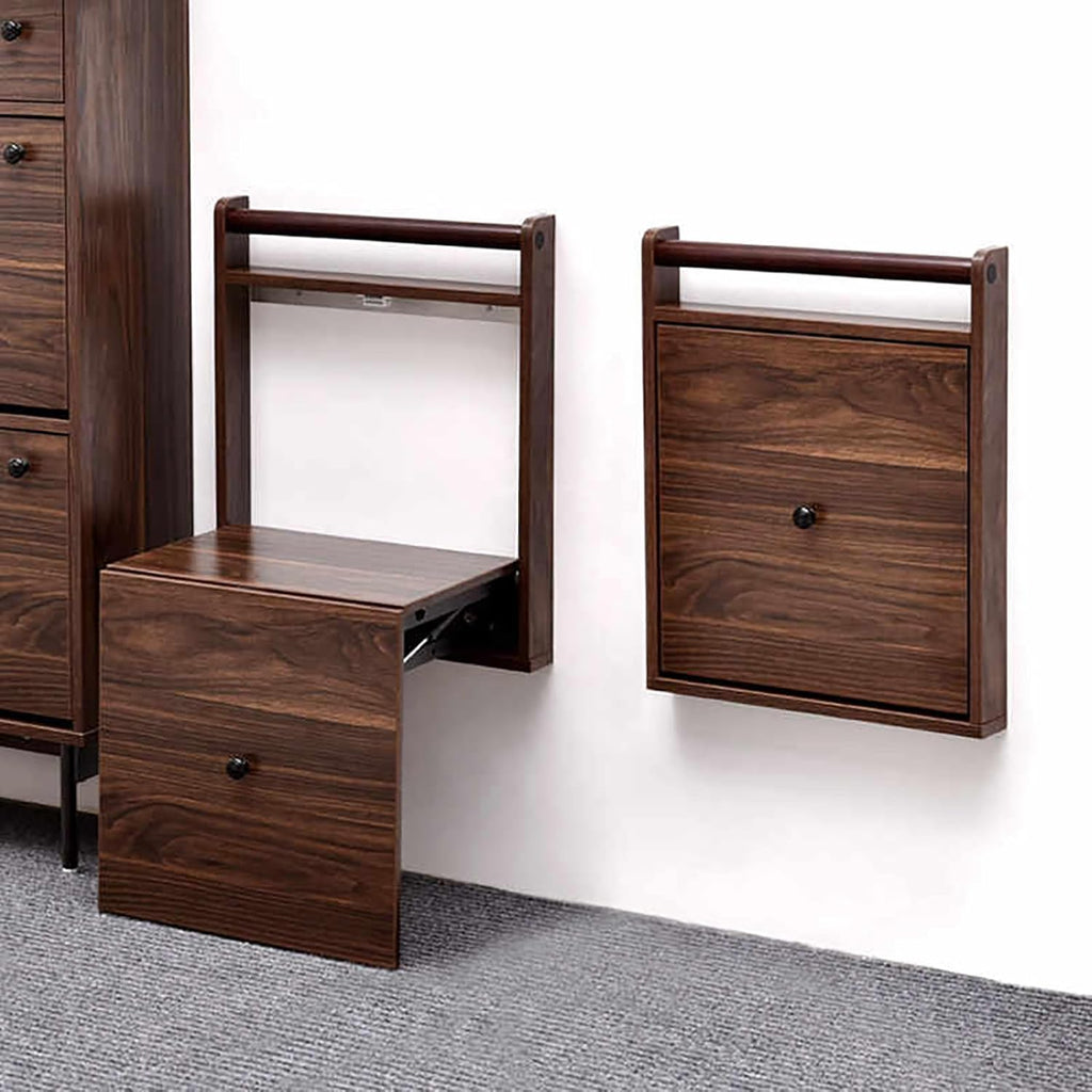 Wall Mounted Shoe Changing Stool Space Saving Hidden Chair Wall Stools, with Handrail and Non-Slip Mat, Shoe Changing Stool for Entryway Hallway