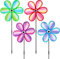 4PCS Wind Spinners for Yard and Garden 11 Inches Colorful Lawn Pinwheels Flower Wind Spinners Decorative Whirligigs Windmill Kids Toys for Garden Outdoor Decor Gifts