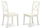 East West Furniture DLBO3-WHI-W 3 Piece Dining Room Table Set Contains a Round Kitchen Table with Dropleaf and 2 Dining Chairs, 42x42 Inch, Linen White