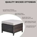 Rilyson Luxury Outdoor Wicker Patio Ottomans Set of 2, 250 lbs Capacity Rattan Large Ottomans for Patio Footrest Set 22.8in*22.8in*14in with 3.5in Thick Cushion (Brown/Beige)