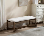 CIMOTA 49 Inch Modern Entryway Bench, Upholstered Bedroom Bench with Solid Wood Frame, Y-Shaped Foot, Comfy Ottoman for Bedroom End of Bed/Hallway/Living Room/Indoor, Linen Beige