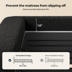 ADORNEVE Upholstered Queen Cloud Bed Frame with 5.9" Headboard, Black