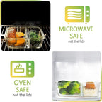 [5-Pack,36 Oz]Glass Meal Prep Containers 2 Compartments Portion Control with Upgraded Snap Locking Lids Glass Food Storage Containers, Microwave, Oven, Freezer and Dishwasher (4.5 Cups, White)