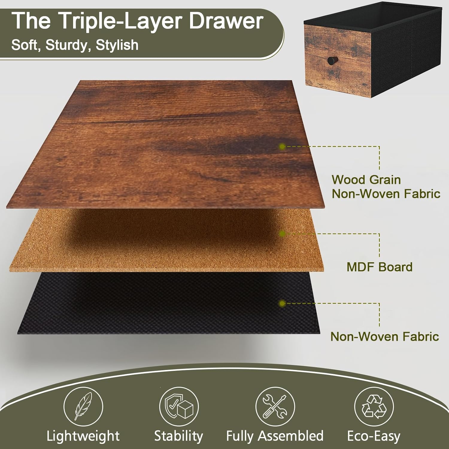 LOAKEKEL Narrow End Tables Living Room Set of 2 with Charging Station, Skinny Side Table with Fabric Drawers, Slim Nightstand for Bedroom, Small Spaces, Couch, Brown, HETNDP03BR