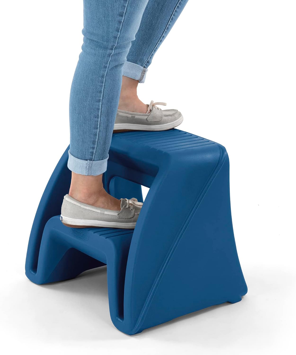 Simplay3 Handy Home Step Stool Plastic Two-Step Stool Seat - Indoor or Outdoor - 15.5" x 19" x 16" - Blue, Made in USA