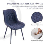 YOUNIKE Faux Leather Dining Chairs Set of 2 Mid-Century Modern High Padded Back Comfy Upholstered Kitchen Chairs with Metal Legs Wide Seat Accent Side Chair for Dining/Living/Waiting Room Navy Blue