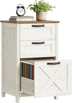 VASAGLE File Cabinet, 3-Drawer Filing Cabinet for Home Office | Modern Farmhouse, for A4 Letter Files, Printer Stand, Study Bedroom, Rustic White and Honey Brown UOFC087WJ02S