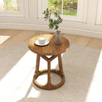 Round Side Table, Farmhouse End Table for Small Spaces, Accent Table for Living Room, Bedroom, Home Office (Brown, 1-Pack)