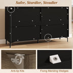 JASIWAY Buffet Cabinet with Storage, 48" Rattan Sideboard with Adjustable Shelves, Modern Coffee Bar Cabinet Console Table with Doors, Credenza for Kitchen, Living Room, Entryway, Dining Room, Black