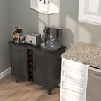 GOFLAME Wine Bar Cabinet, Buffet Sideboard with 2 Doors & 1 Drawer, 6-Bottle Wine Rack, Adjustable Shelves, Cupboard with Storage for Kitchen, Living Room, Black