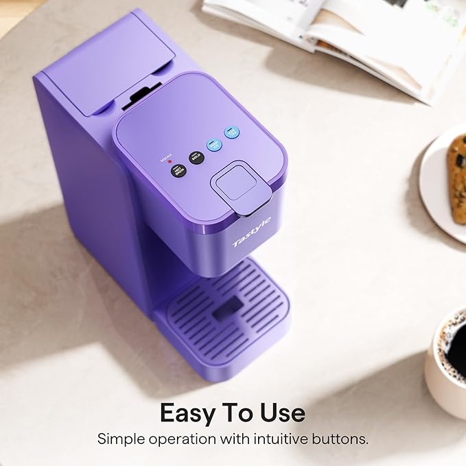 Single Serve Coffee Maker for K Cup, Ground and Tea, Hot and Iced Coffee Machines with Bold Setting, 6 to 16 Oz Brew Sizes, Compact for Small Spaces, Purple (2.0 Version)