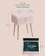 SONGMICS Vanity Stool Chair with Storage, Metal Legs, Max. Load 440 lb | Makeup Stool, Footrest Footstool Ottoman, for Living Room, Bedroom, Makeup Room, Pink, GLAMOR Collection ULOM505SZ02