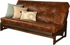 Kodiak Furniture Aspen Futon Set with Reclaim Mocha Finish, Oregon Trail Saddle Mattress, Full