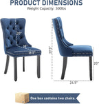 Mid Century Modern Dining Chair Set of 4 Velvet Upholstered Dining Accent Chair Farmhouse Dining Chairs with High Back and Nailhead Trim for Kitchen, Living Room, Bedroom (Blue)