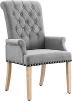 LOULENS Fabric Dining Chair, Modern Upholstered Armchair with Nailheads Trim & Wooden Legs, High-Back Accent Chair for Kitchen, Dining Room, Living Room and Bedroom, Light Grey