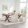 Upholstered Dining Chairs Set of 4, Modern Linen Fabric Dining Room Chairs with Mid Backrest and Padded Seat Cushion, Accent Armless Kitchen Side Chairs for Dining Room, Living Room, Reading Room