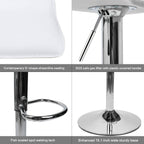 Set of 2 Barstool, Adjustable Swivel Bar Stools with PU Leather and Chrome Base, Gaslift Pub Counter Chairs, White | Swivel, PU Leather, Chrome Base, Gas Lift, Ideal for Kitchen, Home Bar, Pub, Kitchen Island