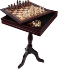 GSE Wooden 3-in-1 Chess Checkers Backgammon Game Table Set with Game Pieces | Game Room Furniture Table, Board Game Table, Removable Table Top, Large Storage Area, For Family Board Games