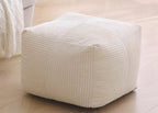 Corduroy Pouf Ottoman Foot Rest, Square Floor Pouf with Removable Cover, Soft Foam-Filled Foot Stool with Non-Slip Bottom for Living Room, Bedroom & Lounge