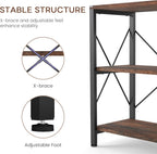 47" 3 Tier Industrial Book Shelf, Free Standing Horizontal Low Metal Rustic Farmhouse Book Case with Wood Shelves for Home Office, Den, or Living Room Rustic Brown and Black