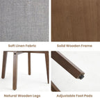 ROCITY Wooden Dining Chairs Set of 4 Modern Fabric Upholstered Dining Room Chairs with Curved Backrest and Walnut Legs for Kitchen,Living Room, Grey