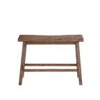 Benjara 33 Inch Saddle Seat Bench, Sandblasted Antique Brown Acacia Wood, Angled Frame Design, Rustic Entryway Bench for Dining Room, Bedroom, Hallway, Living Room and Home Decor