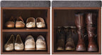 YMYNY Small Shoe Storage Bench with Cushion, 2 Tier Entryway Bench with Shoe Storage, Shoe Rack Bench for Entryway, Living Room, Hallway, Closet, Bedroom, 15.4L*11W*16.54H, Light Walnut HBD028LW