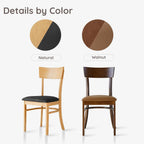 Livinia Mint Dining Chair Set of 2, Solid Malaysian Oak PU Leather Upholstered Cushion Seat, Straight Back Side Chairs (Walnut)