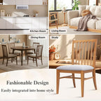 Wood Dining Chairs Set of 2, Upholstered Farmhouse Dining Room Chair, Chenille Armless Side Chair with Solid Rubberwood Legs, Rustic Wooden Kitchen Chair for Kitchen/Living Room, Grey