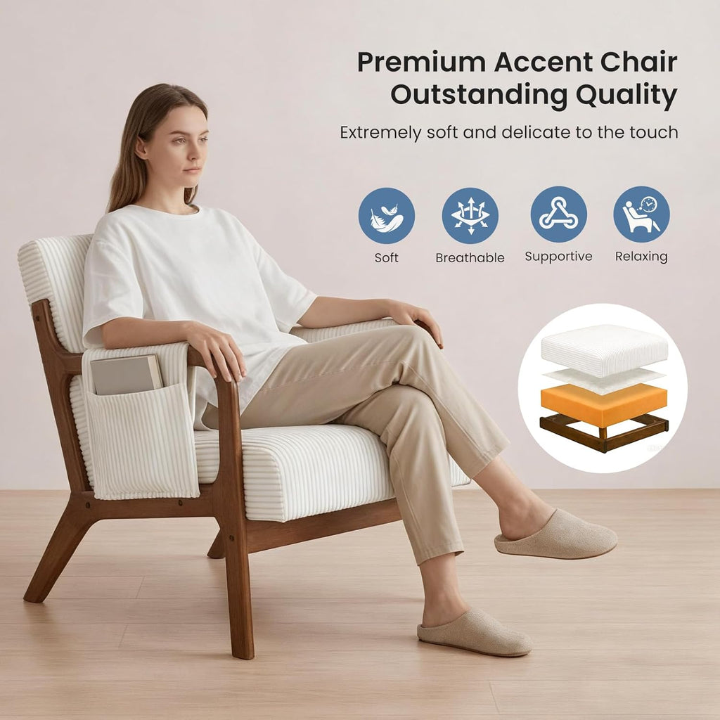 DUMOS Mid Century Modern Accent Chair, 17'' Seat Height with Side Pocket