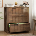 SEDETA Filing Cabinet for Home Office, Farmhouse 3 Drawer File Cabinet, Wood Office File Cabinets for Letter/Legal/A4 Size, Lateral File Cabinets with Printer Stand, Brown