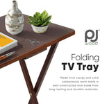 PJ Wood - Folding Wood TV Tray Table - Honey Oak, 10-Piece Set | Rectangular Design, Cross Base, 14.57 in W x 19.09 in L x 26 in H, Indoor Use, Assembly Required, Screwdriver Hammer Needed